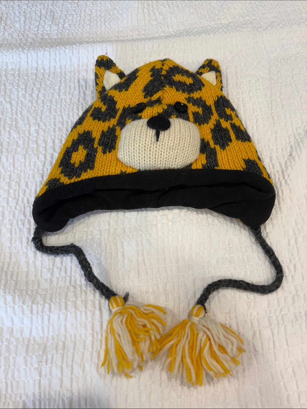 Kyber Kids Yellow Leopard Knit Animal Earflap Hat
One size